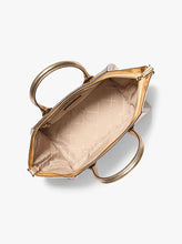 Load image into Gallery viewer, Michael Kors AVRIL LARGE METALLIC LEATHER AND LOGO SHOULDER BAG