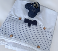 Load image into Gallery viewer, Christening Boys Navy Blue Spot Set