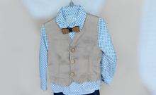 Load image into Gallery viewer, Christening Boys Navy Blue Spot Set