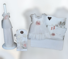 Load image into Gallery viewer, Christening Girls Romantic Set With Wooden Bench Box