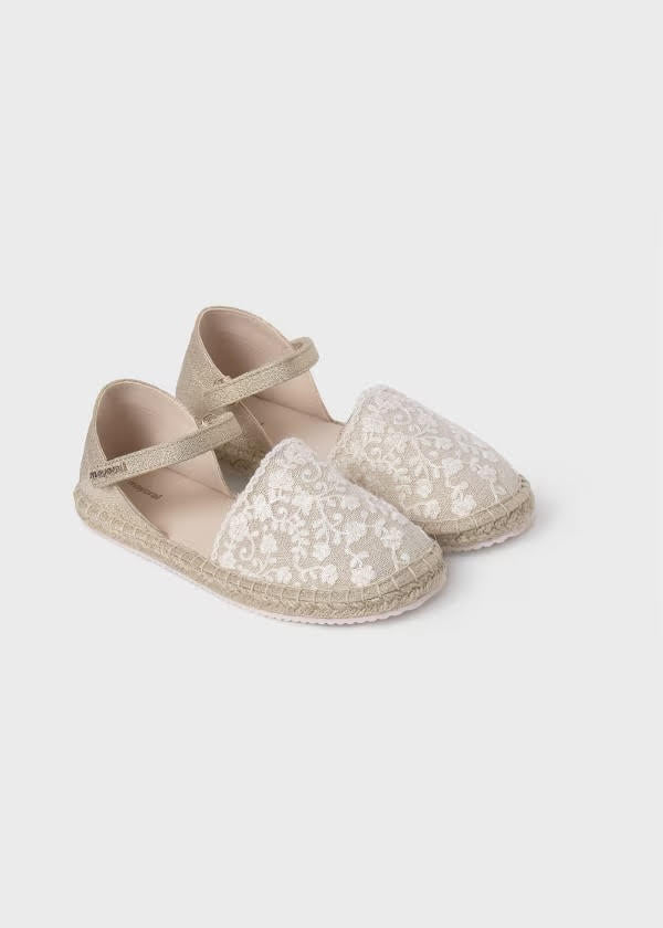 Mayoral Girl Gold Lace Espadrilles (555)