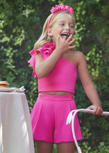 Load image into Gallery viewer, Abel &amp; lula Girl Fuchsia Top And Flowy Crepe Shorts Set (5272) (74)
