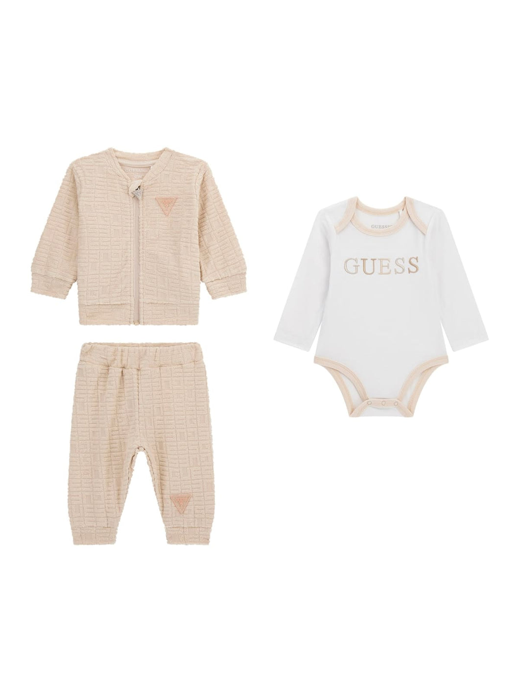 Guess Baby Unisex Beige Fleece 3pcs Set