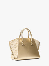 Load image into Gallery viewer, Michael Kors AVRIL LARGE METALLIC LEATHER AND LOGO SHOULDER BAG
