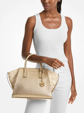 Load image into Gallery viewer, Michael Kors AVRIL LARGE METALLIC LEATHER AND LOGO SHOULDER BAG
