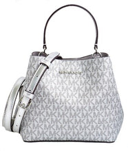 Load image into Gallery viewer, Michael Kors Pratt Small Silver Logo Shoulder Bag
