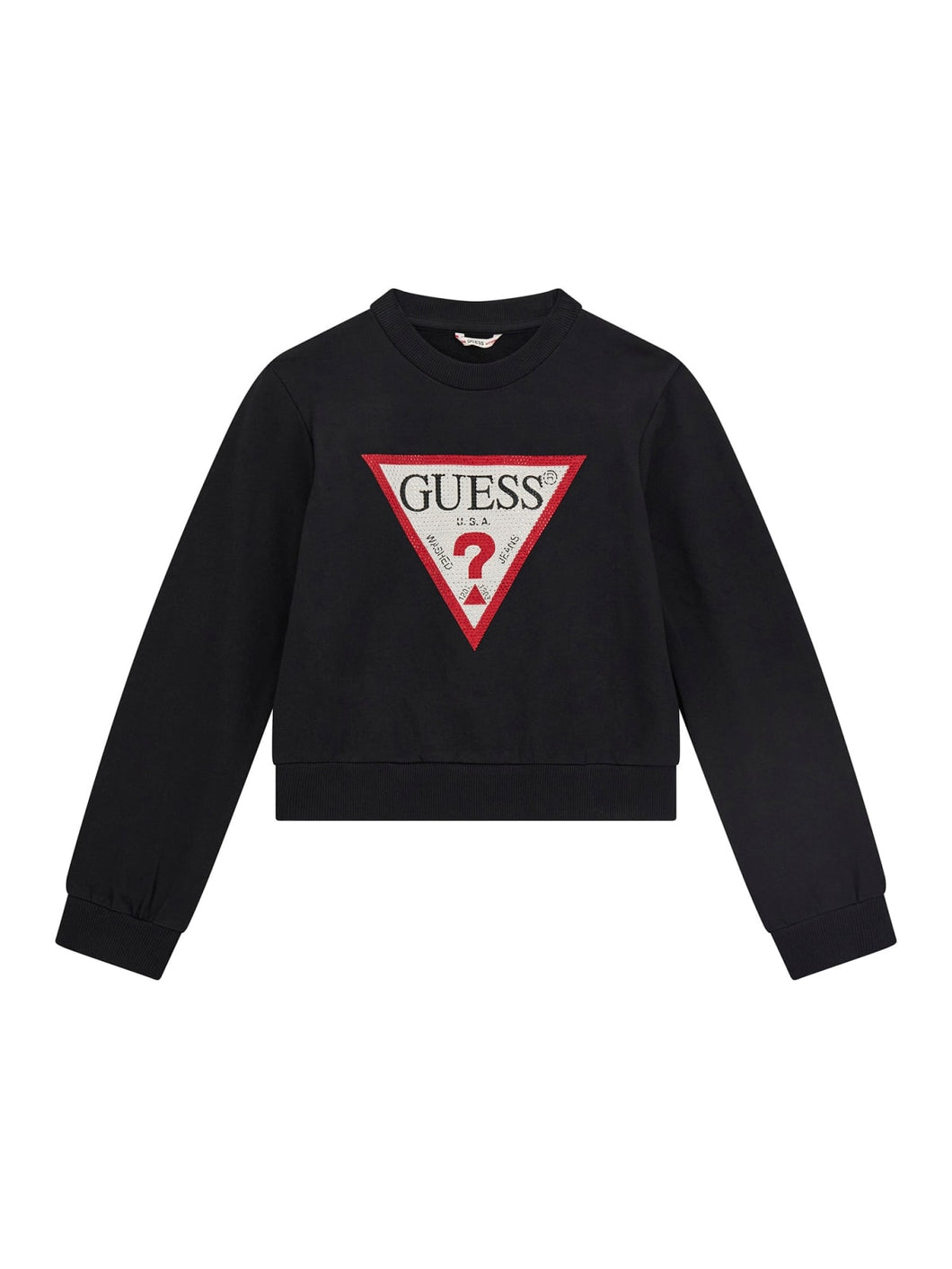 Guess Girls Black Logo Strass Sweatshirt