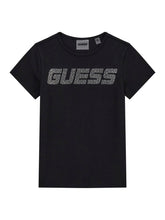 Load image into Gallery viewer, Guess Girls Black Strass Logo T-Shirt
