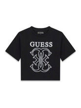 Load image into Gallery viewer, Guess Girls Black T-Shirt (strass)

