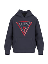 Load image into Gallery viewer, Guess Boys Dark Blue Logo Hooded Sweatshirt Basic
