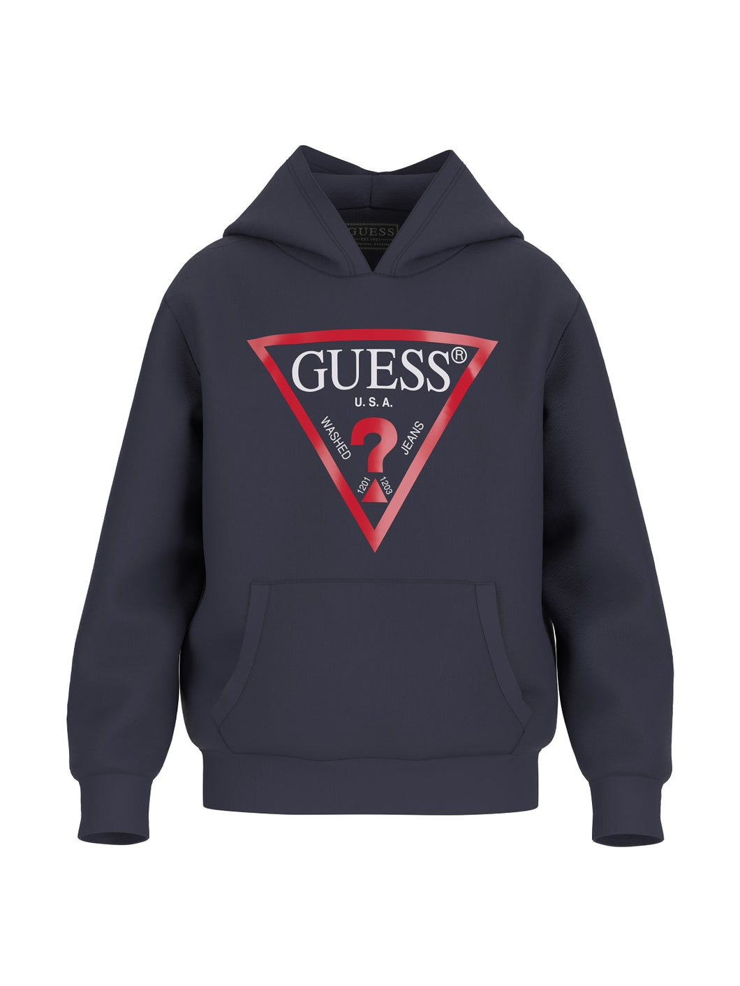 Guess Boys Dark Blue Logo Hooded Sweatshirt Basic