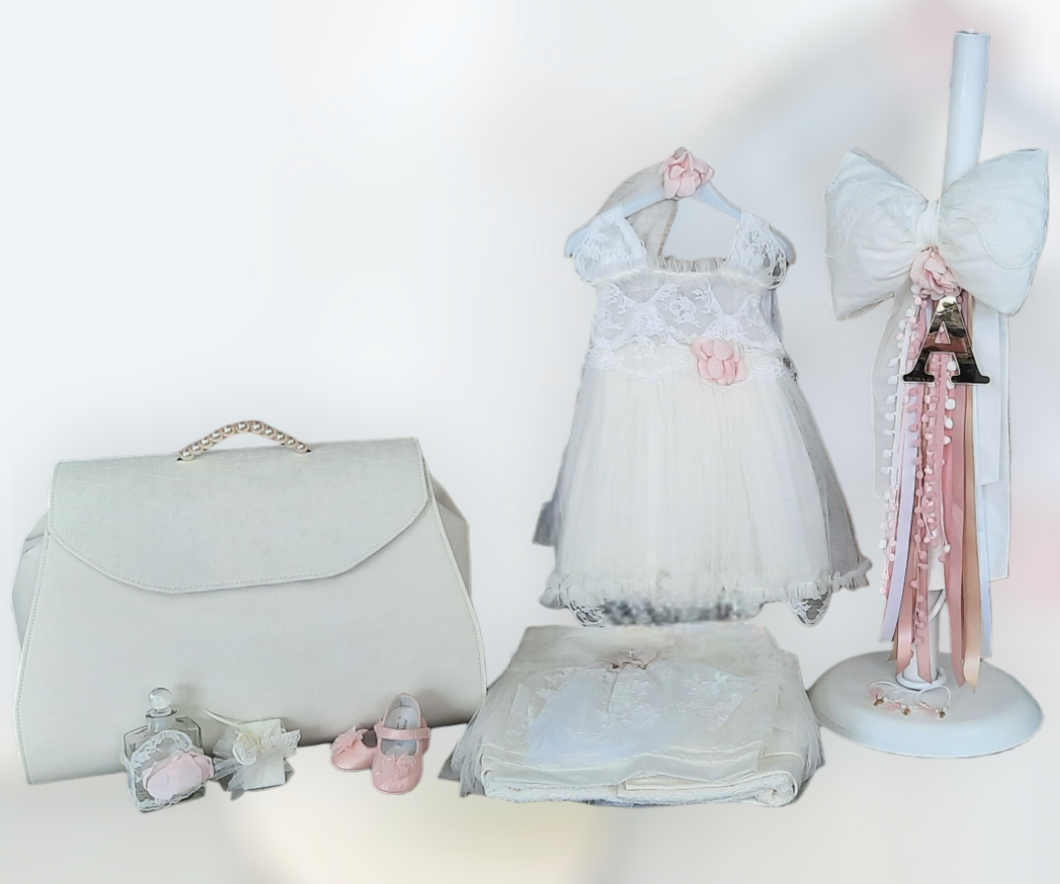 Christening Girls Baby Pink Rose Set