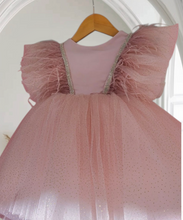 Load image into Gallery viewer, Girls Christening Dress Rose Fur
