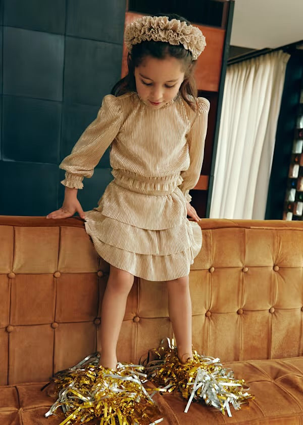 Abel & Lula Girls Shiny Pleated Skirt Set (5541)
