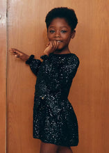 Load image into Gallery viewer, Abel &amp; Lula Girls Sequined Black Dress (5531)
