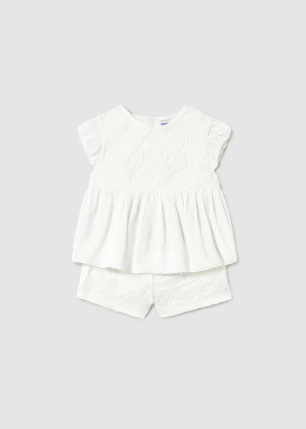 Mayoral Baby Girl Shorts and Embroidered Tulle Blouse Set (1261) (27)
