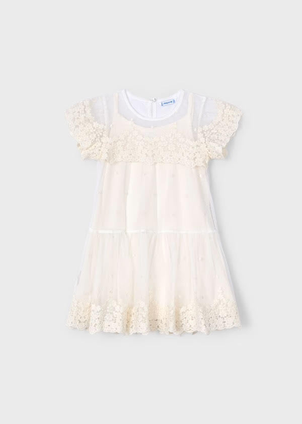 Mayoral Girl Embroidered Tulle Dress (3909) (37)