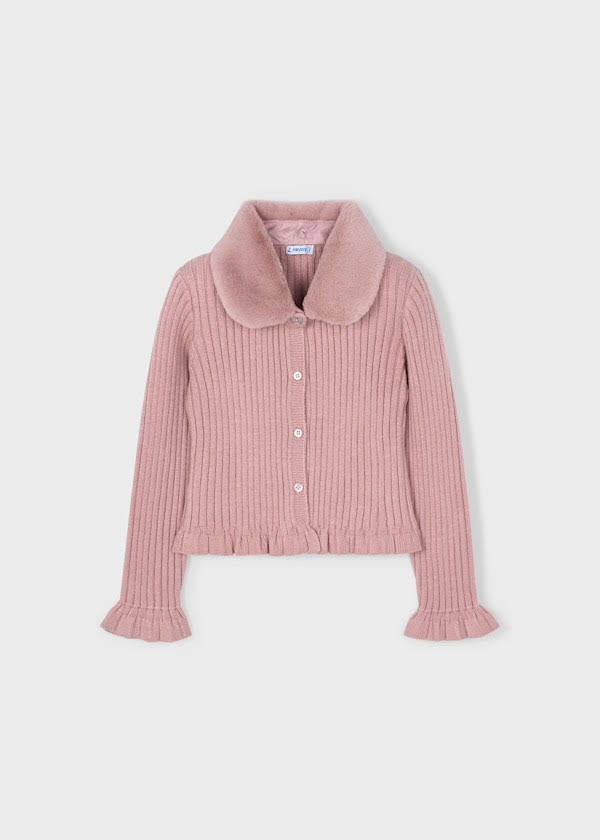 Mayoral Girls Cardigan With Fur Collar (4311) (16)