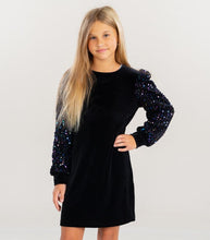 Load image into Gallery viewer, Only Girls Black Velvet Dress (8180)

