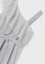 Load image into Gallery viewer, Mayoral Girl Silver Asymmetrical Pleated Dress (6977) (55)
