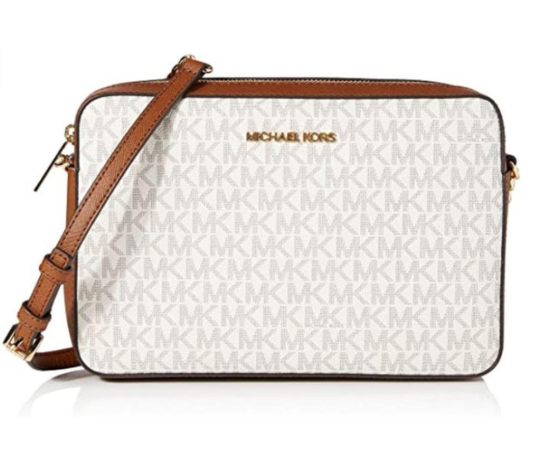 Michael Kors Large Logo Vanilla Leather Crossbody Bag