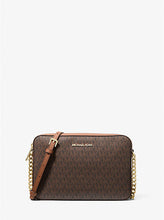 Load image into Gallery viewer, Michael Kors Large Logo Brown Leather Crossbody Bag
