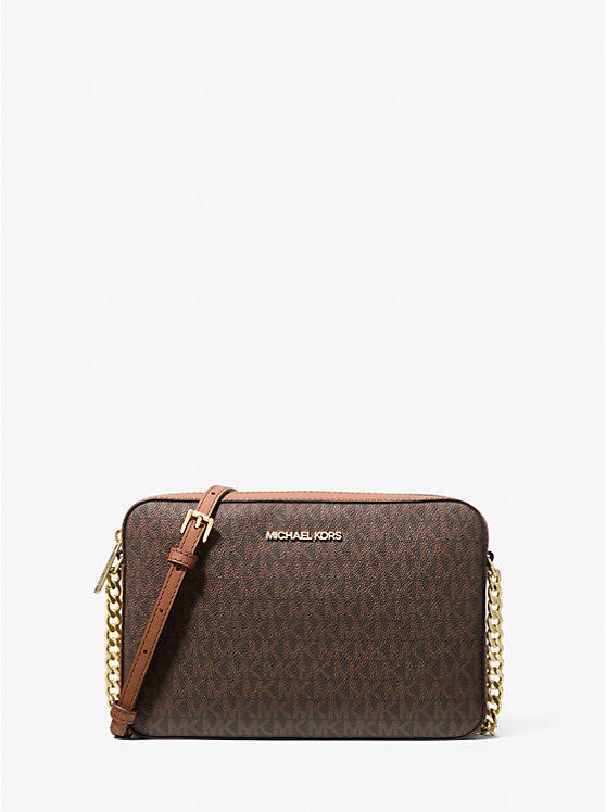Michael Kors Large Logo Brown Leather Crossbody Bag