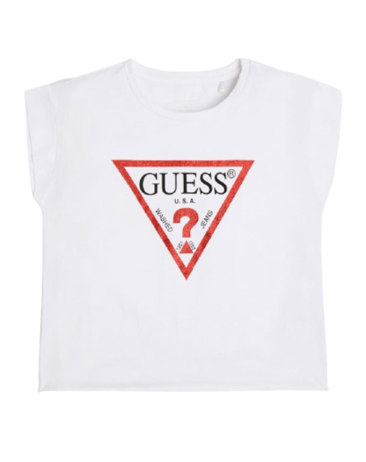 Guess Girls White Logo Crop Top (Basic)