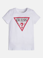Load image into Gallery viewer, Guess Girls White Logo T-Shirt (Strass) (Basic)
